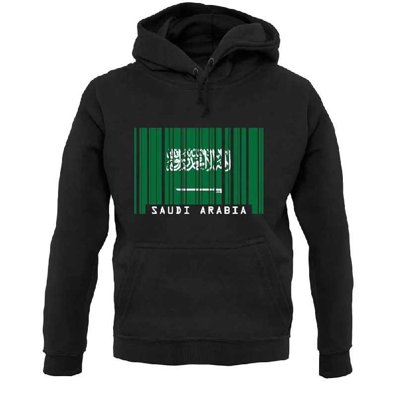Saudi Arabia Barcode Style Flag Unisex Hoodie Hoodie with Hem Embroidery Detailed Premium Saudi Arabia Barcode Style Flag Unisex Hoodie Hoodie with Hem Embroidery Detailed Premium