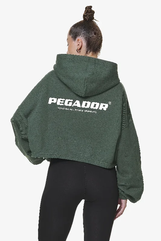 Skei Logo Oversized Cropped Hoodie Washed Sage Green Hoodie with Hem Detail Decorative Unique Skei Logo Oversized Cropped Hoodie Washed Sage Green Hoodie with Hem Detail Decorative Unique