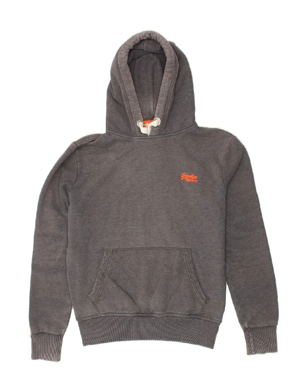 SUPERDRY Mens Hoodie Jumper Large Grey Cotton Hoodie with Oversized Fit Loose Comfortable SUPERDRY Mens Hoodie Jumper Large Grey Cotton Hoodie with Oversized Fit Loose Comfortable