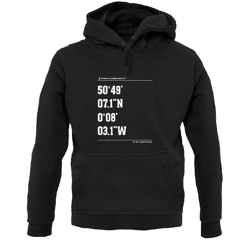Surfing Coordinates Brighton Unisex Hoodie Hoodie with Longline Fit Extended Stylish Surfing Coordinates Brighton Unisex Hoodie Hoodie with Longline Fit Extended Stylish