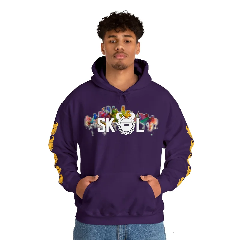 Unisex Heavy Blend™ Hooded Sweatshirt - Skyline + Game Day Helmet (Sleeves) Hoodie with Tied Waist Feminine Flattering Unisex Heavy Blend™ Hooded Sweatshirt - Skyline + Game Day Helmet (Sleeves) Hoodie with Tied Waist Feminine Flattering