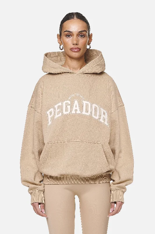 Wayruna Oversized Hoodie Washed Safari Sand Hoodie with Longline Fit Extended Stylish Wayruna Oversized Hoodie Washed Safari Sand Hoodie with Longline Fit Extended Stylish