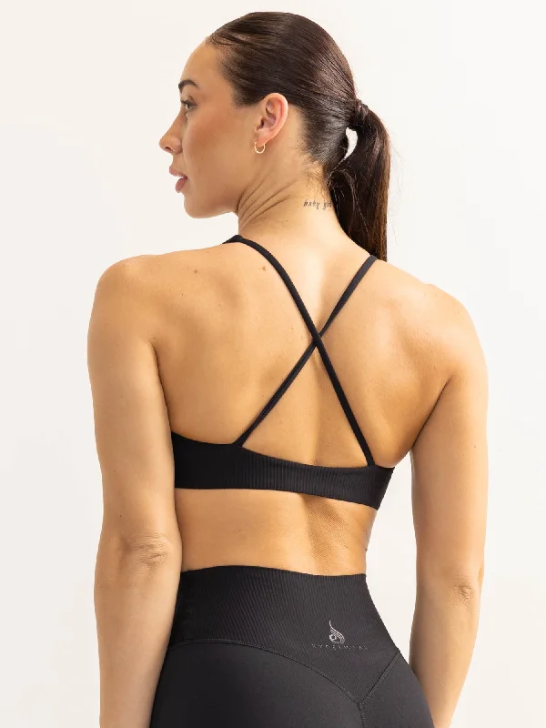 Activate Scoop Neck Sports Bra - Black Sexy Mesh Bra