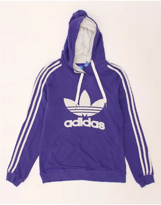 ADIDAS Womens Graphic Hoodie Jumper UK 10 Small  Purple Cotton Oversized Hoodie Comfort Casual