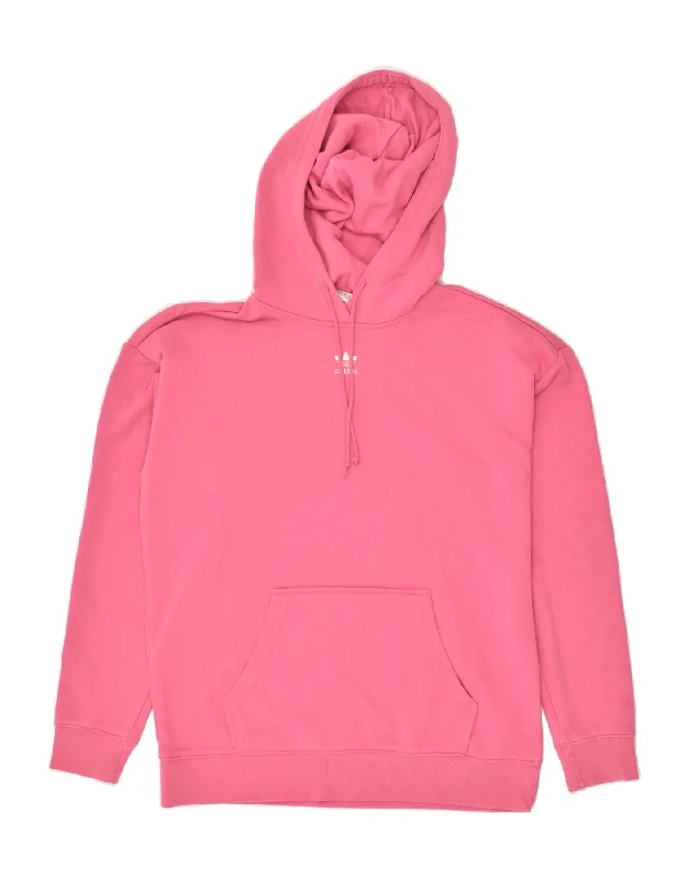 ADIDAS Womens Hoodie Jumper UK 8 Small  Pink Cotton Hoodie with Stripes Bold Sporty