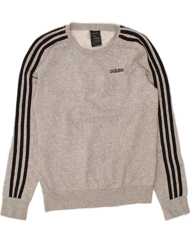 ADIDAS Womens Sweatshirt Jumper UK 4/6 XS Grey Cotton Hoodie with Tied Waist Feminine Flattering