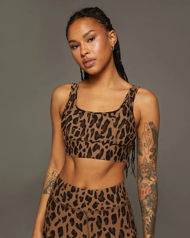 Basal Leopard Print Longline Bra High Support Sports Bra