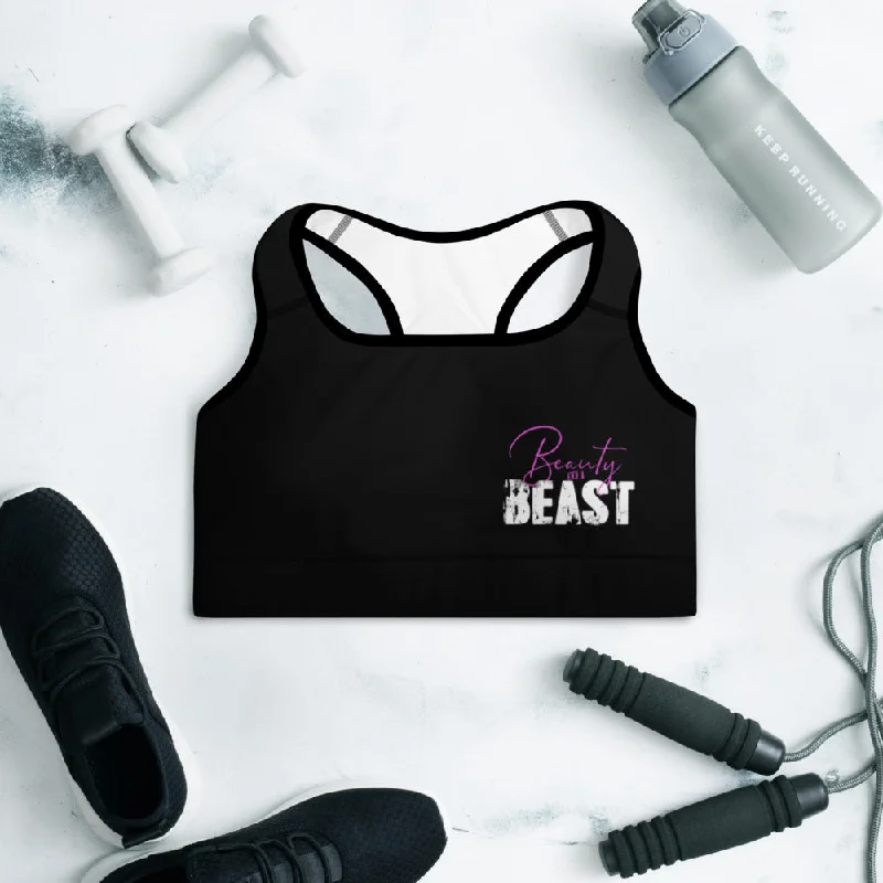 Black LOGO Padded Sports Bra Minimalist Wireless Bra