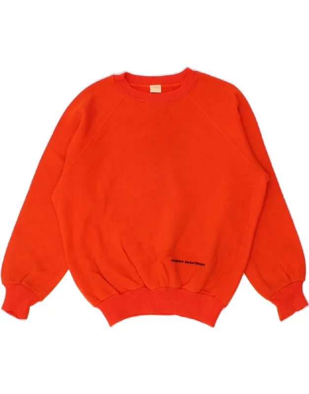 CARRERA Womens Graphic Oversized Sweatshirt Jumper UK 14 Medium Orange Hoodie with Strings Custom Fit Adjustable