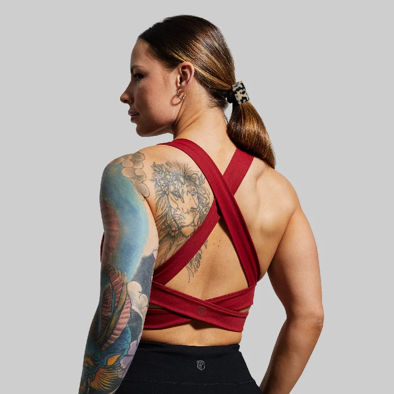 Double Cross Sports Bra (Wine) Light Seamless Bra