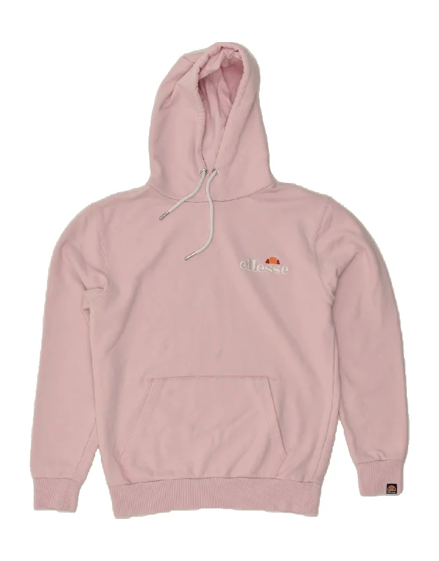 ELLESSE Womens Hoodie Jumper UK 16 Large Pink Cotton Hoodie with Hood Adjustable Protection