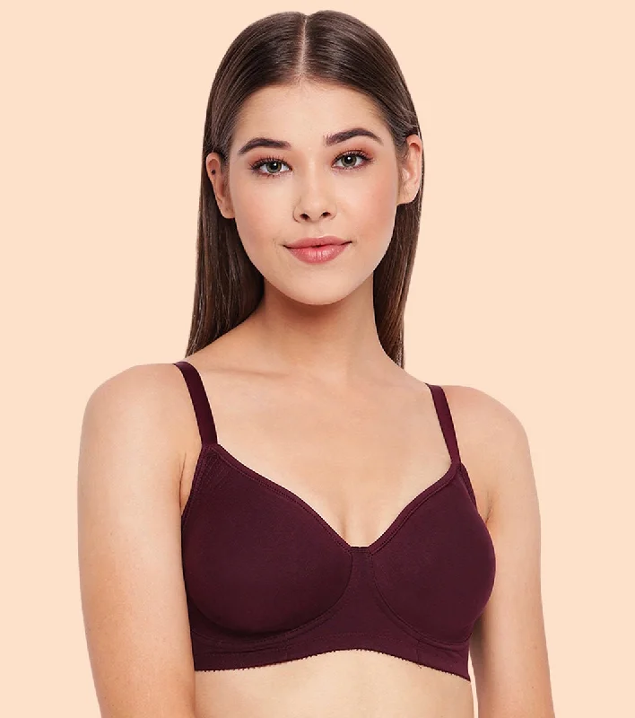 Enamor Fab-Cool A042 Side Support Shaper  Stretch Cotton Everyday Bra for Women- High Coverage, Non Padded and Wirefree - Purple Stylish Strapless Bra