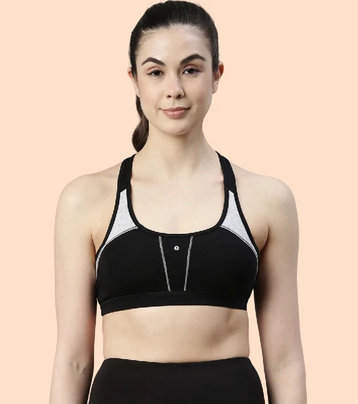 Racer Back Medium Impact Sports Bra with Removable Pads Supportive Wireless Bra