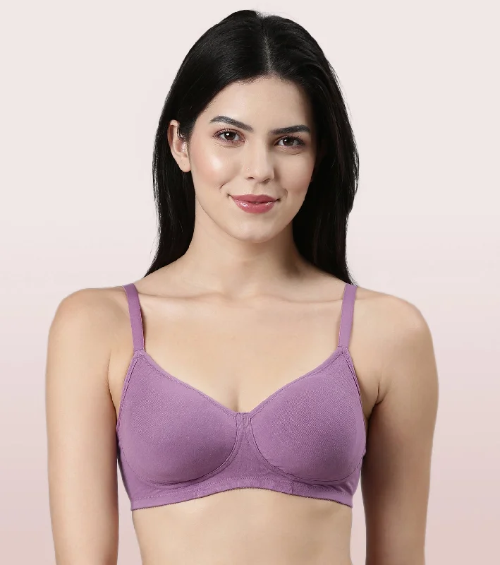 Enamor Fab-Cool Stretch Cotton Everyday Bra for Women- High Coverage, Non Padded and Wirefree Sporty Wireless Bra