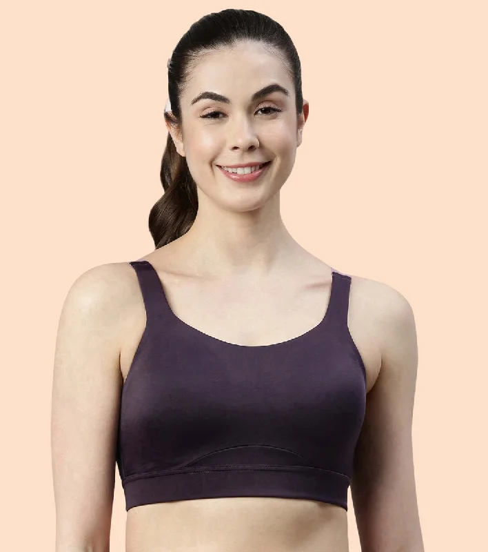 Enamor Agion SB18 Convertible Back High-Impact Sports Bra for Women- Full Coverage, Padded and Wirefree - Night Shade Soft Mesh Bra