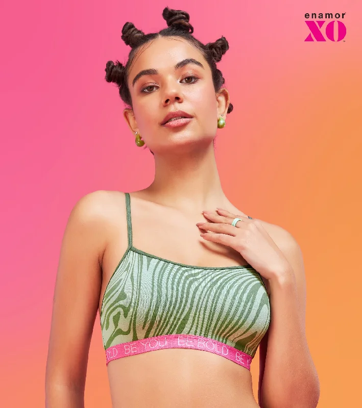 Enamor XO Green Marble Non-Wired Non Padded Regular Bra - Baylish Smooth Fit Bra