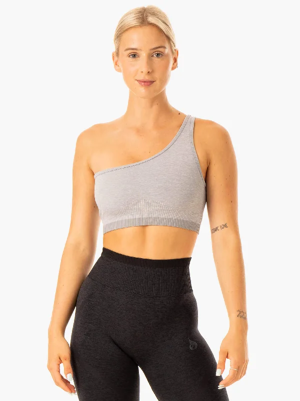 Excel Seamless One Shoulder Sports Bra - Grey Marl Supportive Cotton Bra