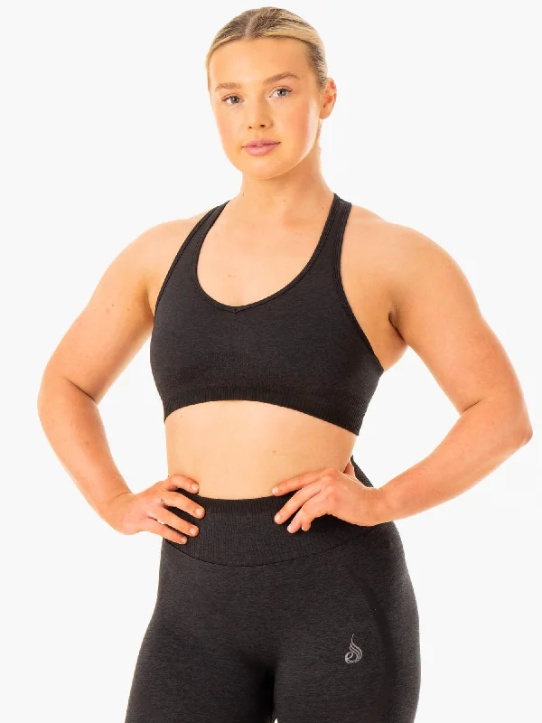 Excel Seamless Sports Bra - Black Marl Sports Support Bra