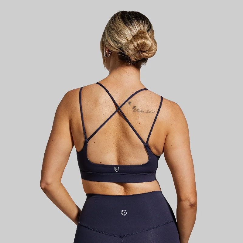 Exhale Sports Bra (Navy) Lightweight Cotton Bra