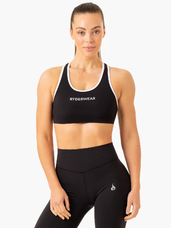 Frequency High Impact Sports Bra - Black Adjustable Back Bra