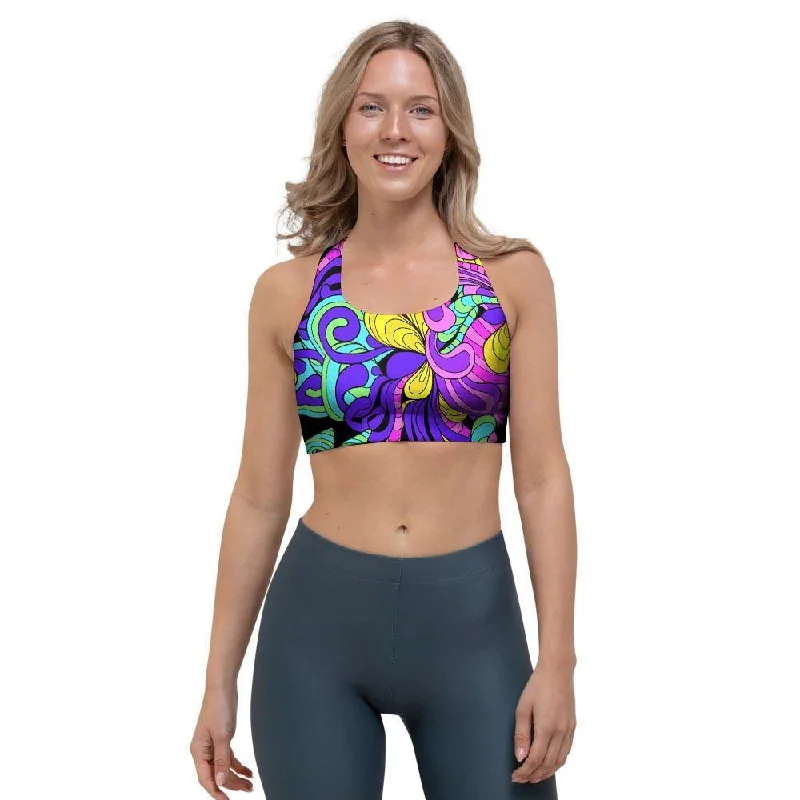 Hippie Psychedelic Mushroom Sports Bra Versatile Bralette Set