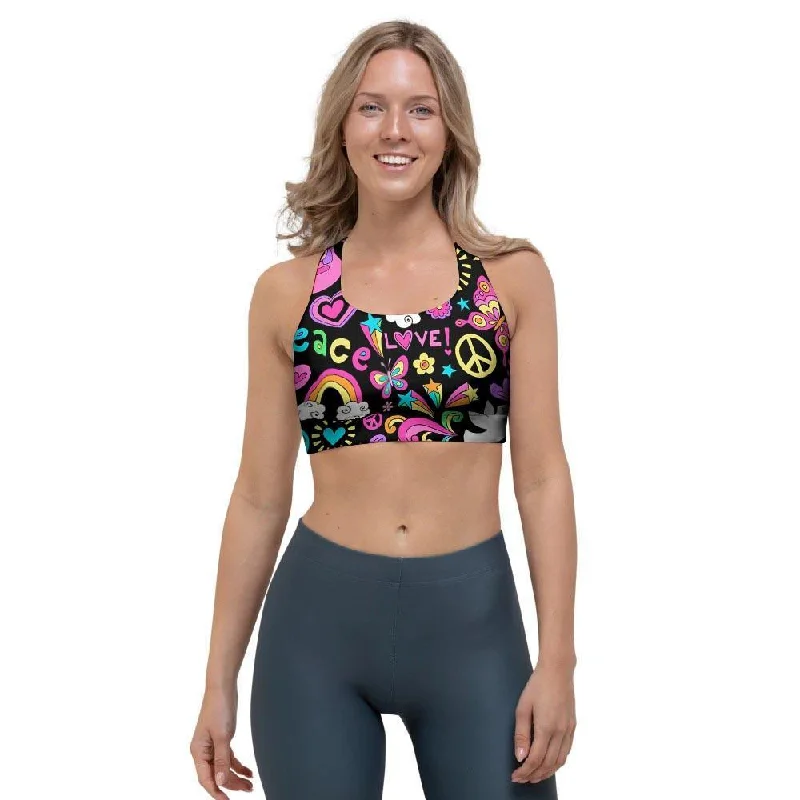 Hippie Retro Sports Bra Stylish Strapless Bra