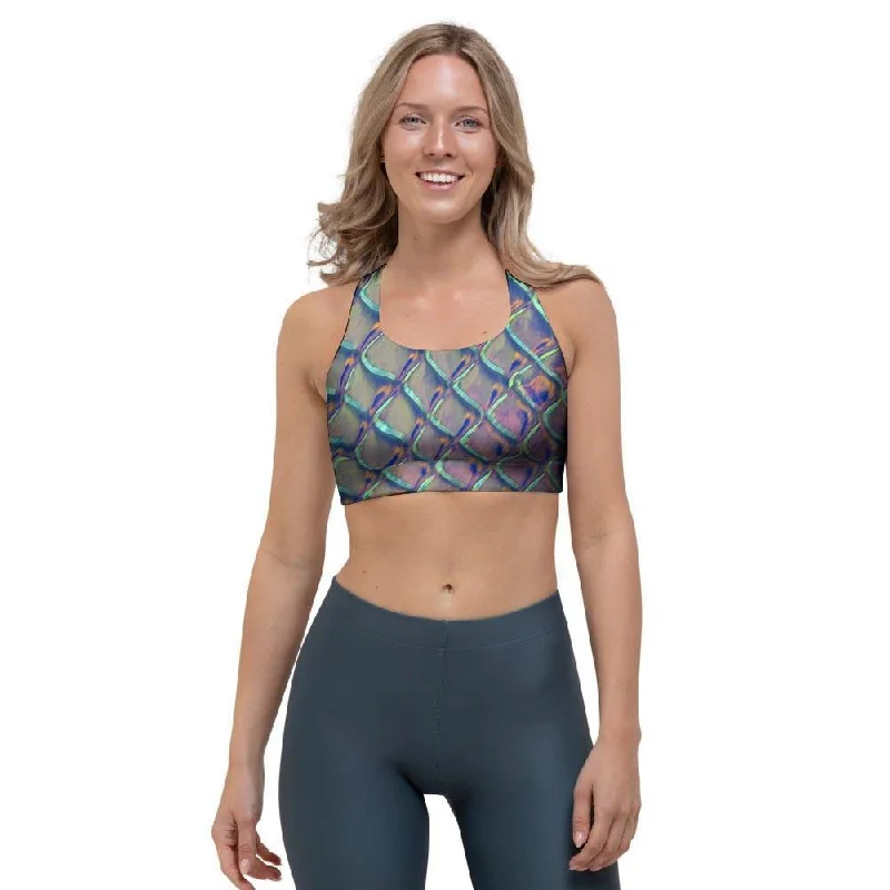 Holographic Snakeskin Print Sports Bra Comfort Fit Bralette