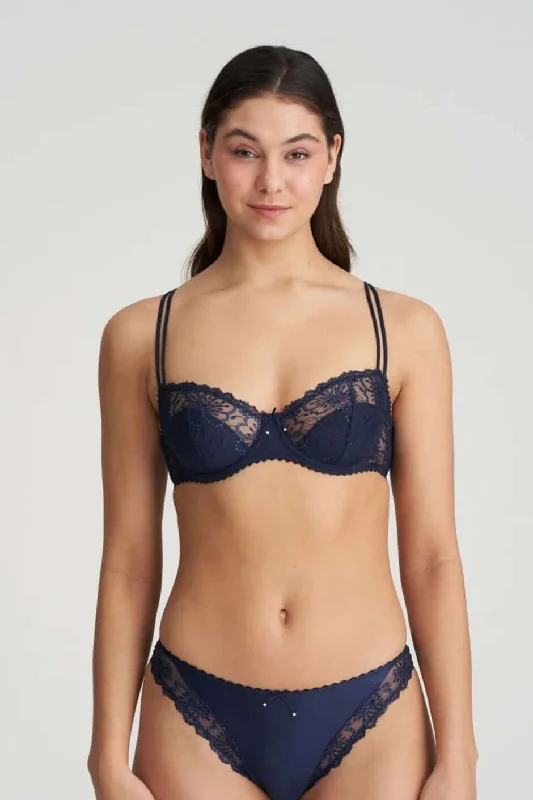 Jane Half Padded Balcony Bra in Velvet Blue Seamless Wireless Bra