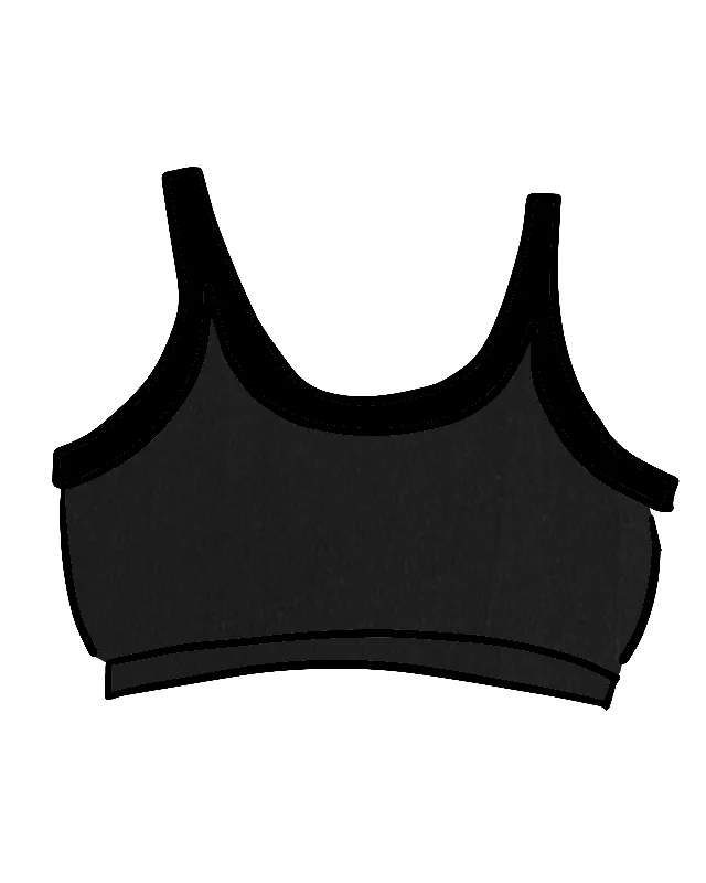 Longline Bra Plain Black Active Wear Bra