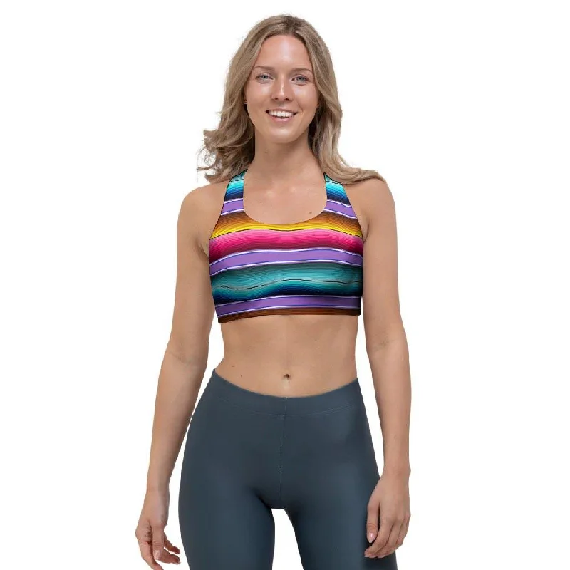 Mexican Baja Serape Sports Bra Casual Bralette Set