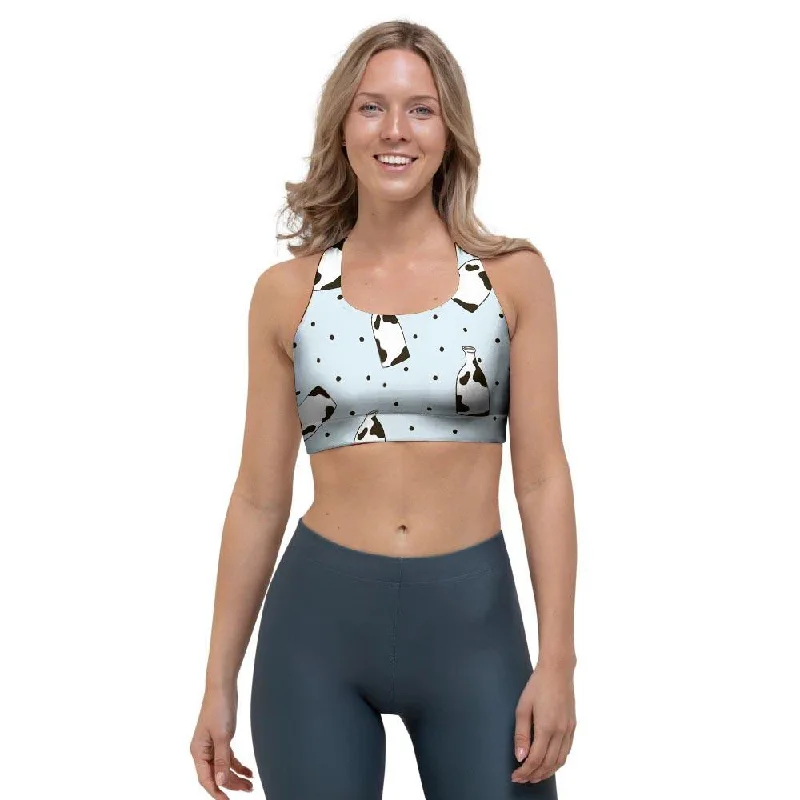 Milk Print Sports Bra Lace-Trimmed Bra