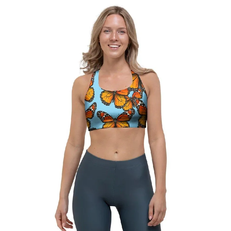 Monarch Butterfly Print Sports Bra Casual Bralette Set