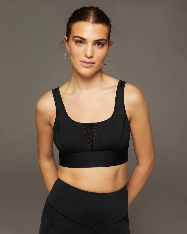 Nero Lace-Up Longline Bra Sports Support Bra