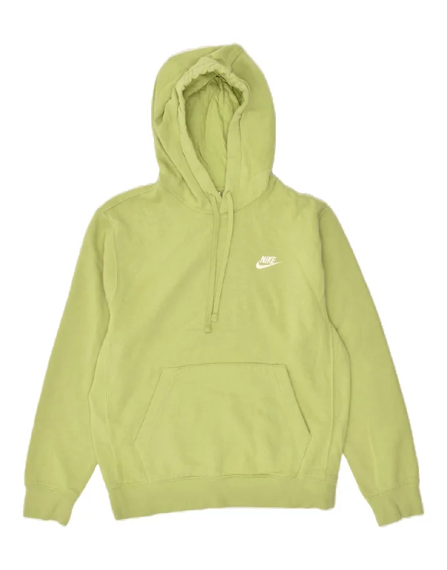 NIKE Womens Oversized Hoodie Jumper UK 10 Small Green Cotton Cotton Hoodie Fleece Lining Warmth