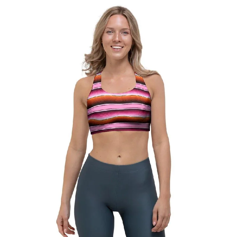 Red And Pink Mexican Baja Sports Bra Multi-Way Bra Design