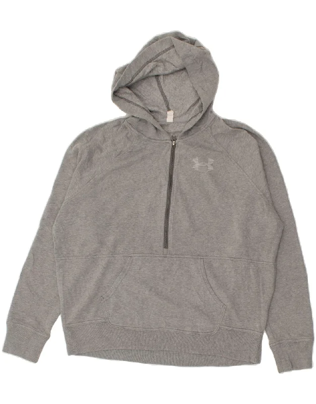 UNDER ARMOUR Womens Oversized Graphic Hoodie Jumper UK 14 Medium Grey Hoodie with Toggle Buttons Decorative Unique