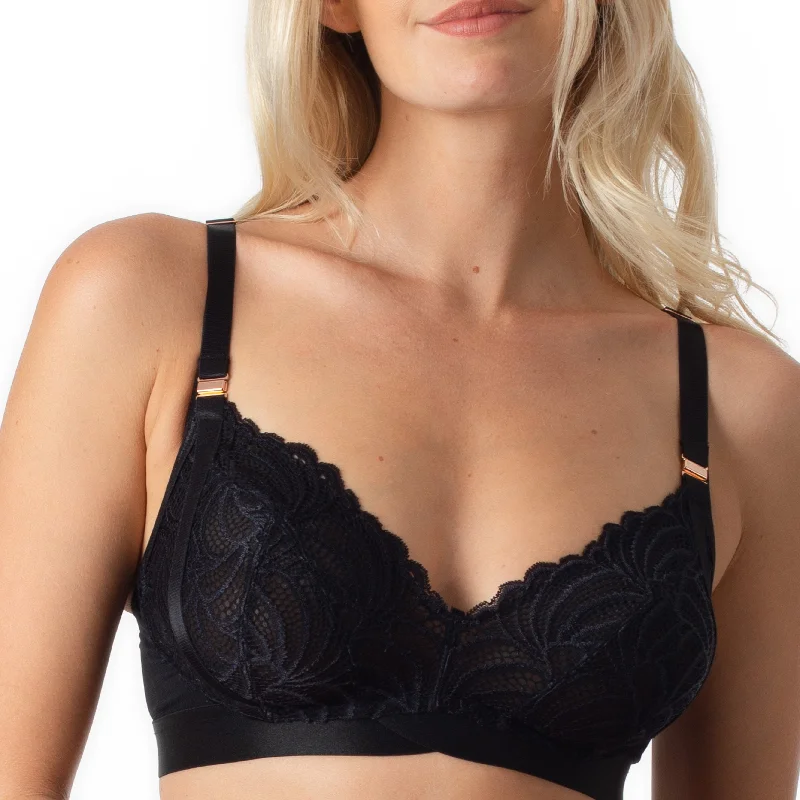 WARRIOR BLACK SOFT CUP NURSING BRA - WIREFREE Stylish Lace Bralette