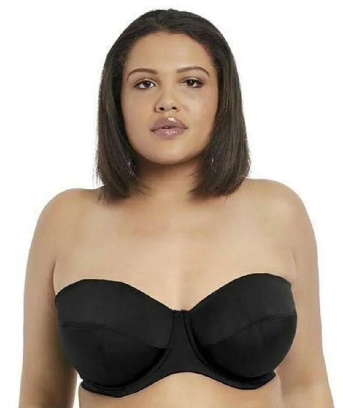 Elomi Swim Essentials Underwired Bandeau Bikini Top - Black Deep-V Swimsuit Design