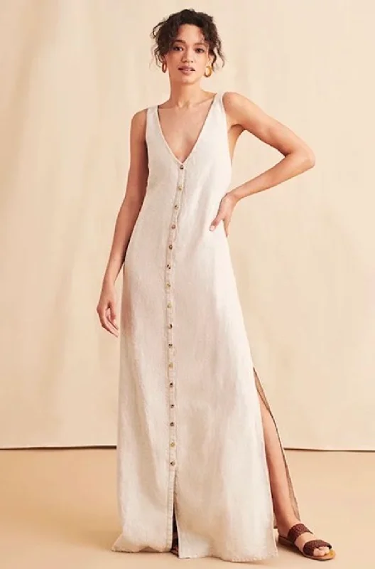 Faherty Big Sur Maxi Dress - Flax Elegant Pleated Maxi Dress