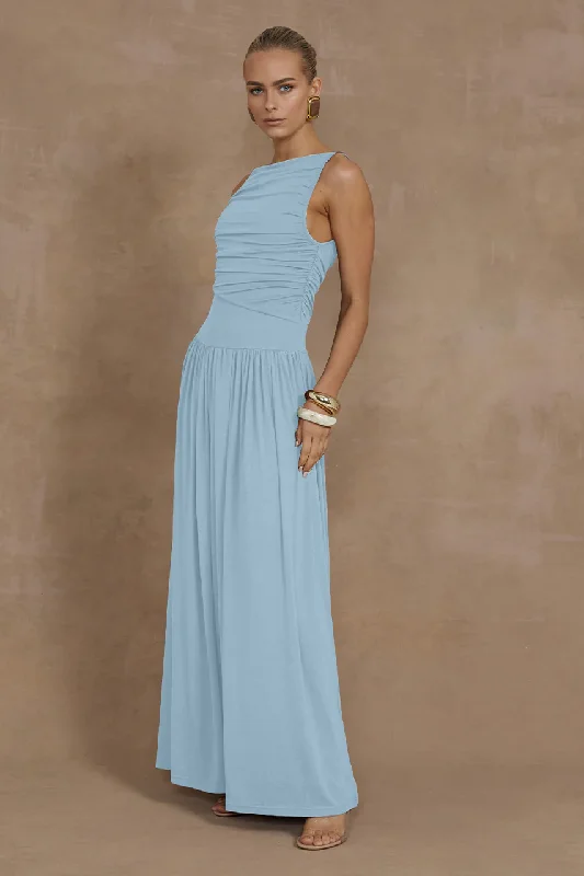 Nalla Maxi Dress Ice Blue Comfortable Maxi Dress with Slits