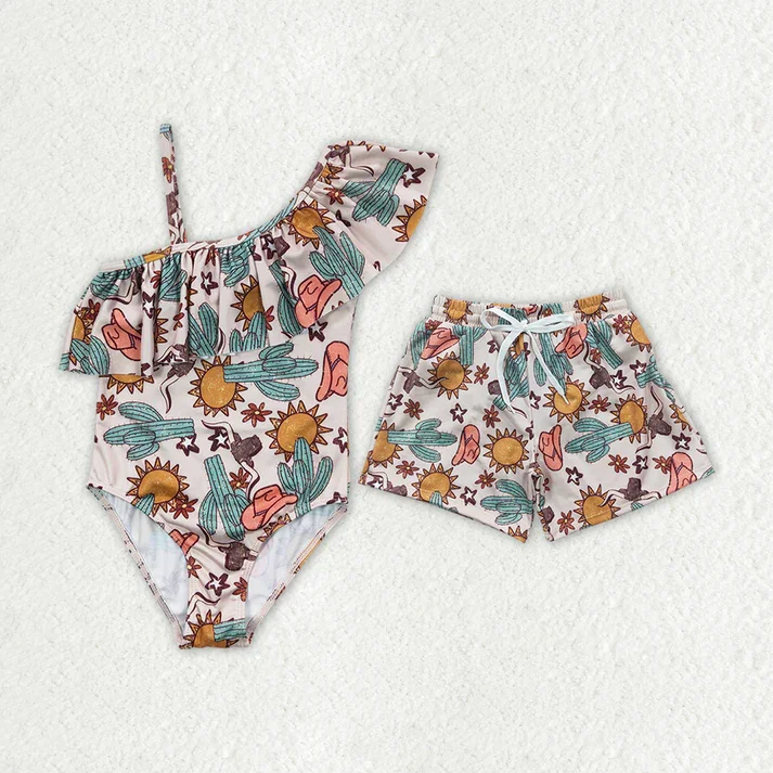 RTS Baby Girls Boys Summer Western Cactus Hats Sunshine Trunk Swimsuits Comfortable Swim Dress RTS Baby Girls Boys Summer Western Cactus Hats Sunshine Trunk Swimsuits Comfortable Swim Dress