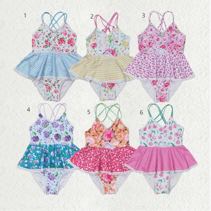 RTS NO MOQ Baby Girls Summer Ruffle One Piece Sibling Sister Swimsuits Reversible Bikini Set RTS NO MOQ Baby Girls Summer Ruffle One Piece Sibling Sister Swimsuits Reversible Bikini Set