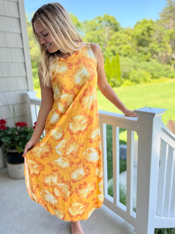 Summer Vibes Sleeveless Yellow Maxi Dress Trendy Maxi Dress with Belt