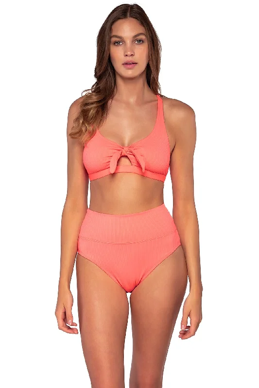 Sunsets Women's Swimwear Neon Coral Brandi Bralette Bikini Top Adjustable Bikini Bottoms Sunsets Women's Swimwear Neon Coral Brandi Bralette Bikini Top Adjustable Bikini Bottoms