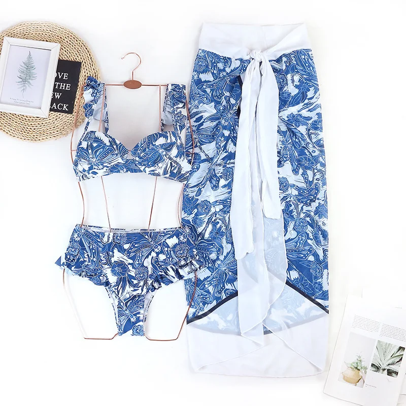 Women Fashion Gathered Sexy High Waist Bikini Split Three-Piece Swimsuit Trendy Swimsuit Bottoms Women Fashion Gathered Sexy High Waist Bikini Split Three-Piece Swimsuit Trendy Swimsuit Bottoms