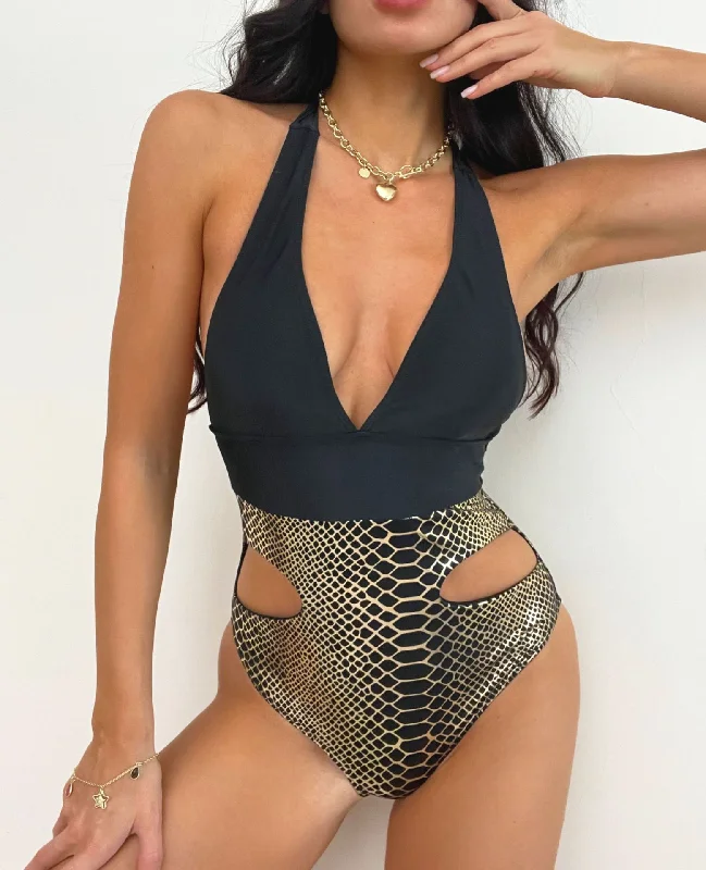 Women Sexy V-Neck Backless Graphic Printing Halter Neck One-Piece Swimsuit Comfortable Tankini Set Women Sexy V-Neck Backless Graphic Printing Halter Neck One-Piece Swimsuit Comfortable Tankini Set