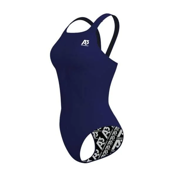 A3 Performance Women's Solid Poly Sprintback Swimsuit Retro Swimwear Style