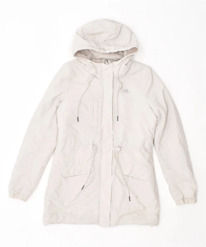 ADIDAS Womens Windbreaker Jacket UK 6 XS Grey Polyester Cotton Fabric Linen Fabric Terry Fabric ADIDAS Womens Windbreaker Jacket UK 6 XS Grey Polyester Cotton Fabric Linen Fabric Terry Fabric
