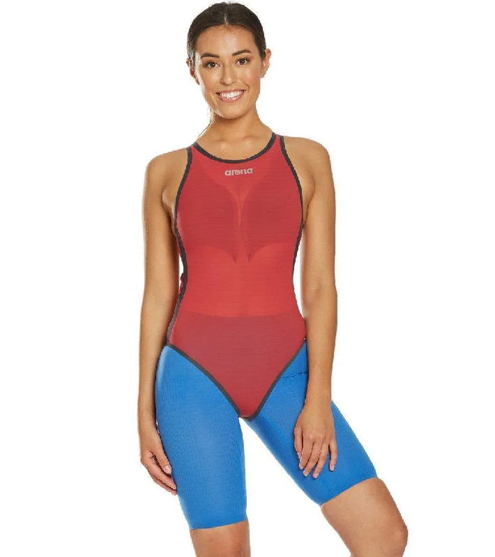 Arena Women's Powerskin Carbon Duo Tech Suit Swimsuit Top Jester Red Soft Beachwear Set