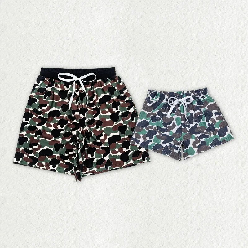 Beige swim trunks with brown and green camouflage Quick-Dry Tankini